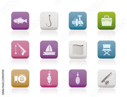 Fishing and holiday icons - vector icon set