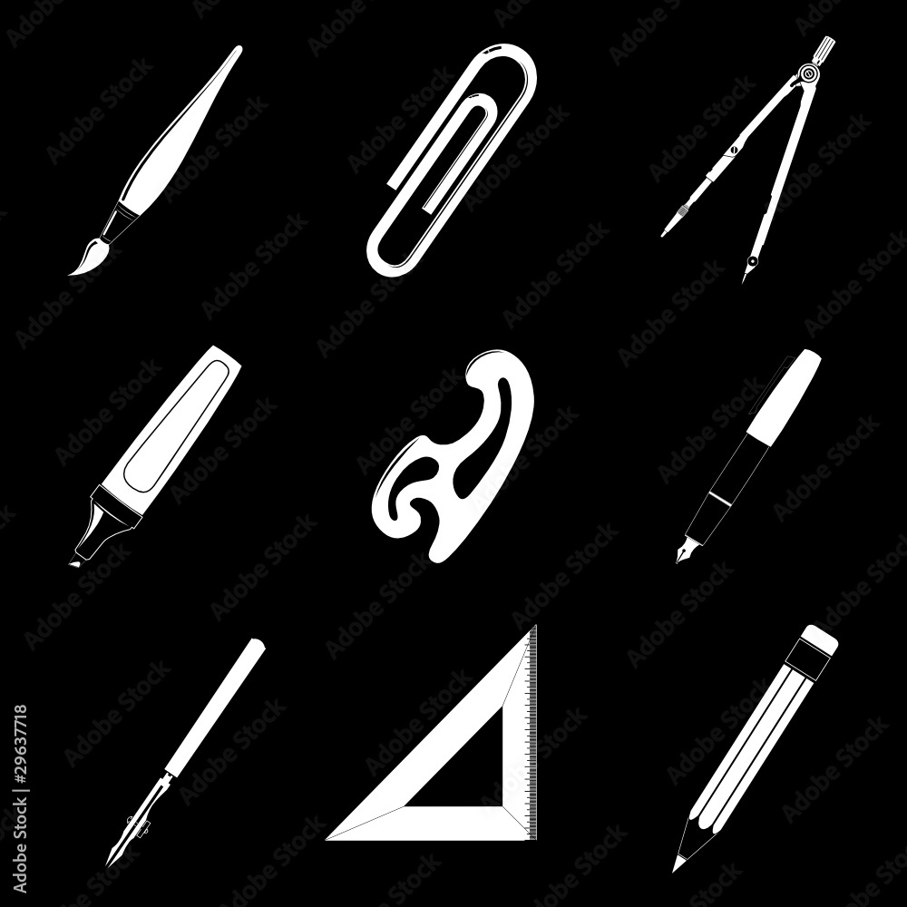 Vector icons of office tools Vector icons of office tools