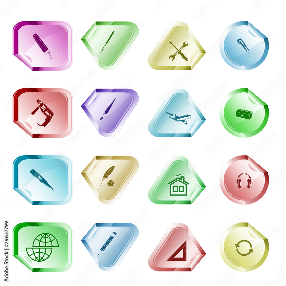 Vector set of stickers. 16 elements. Vector set of stickers. 16 elements.