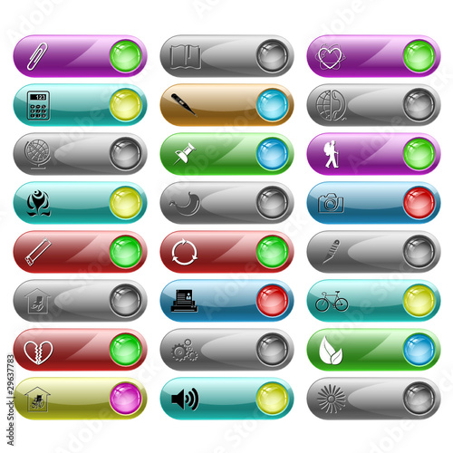 Vector set of internet buttons. 24 elements.