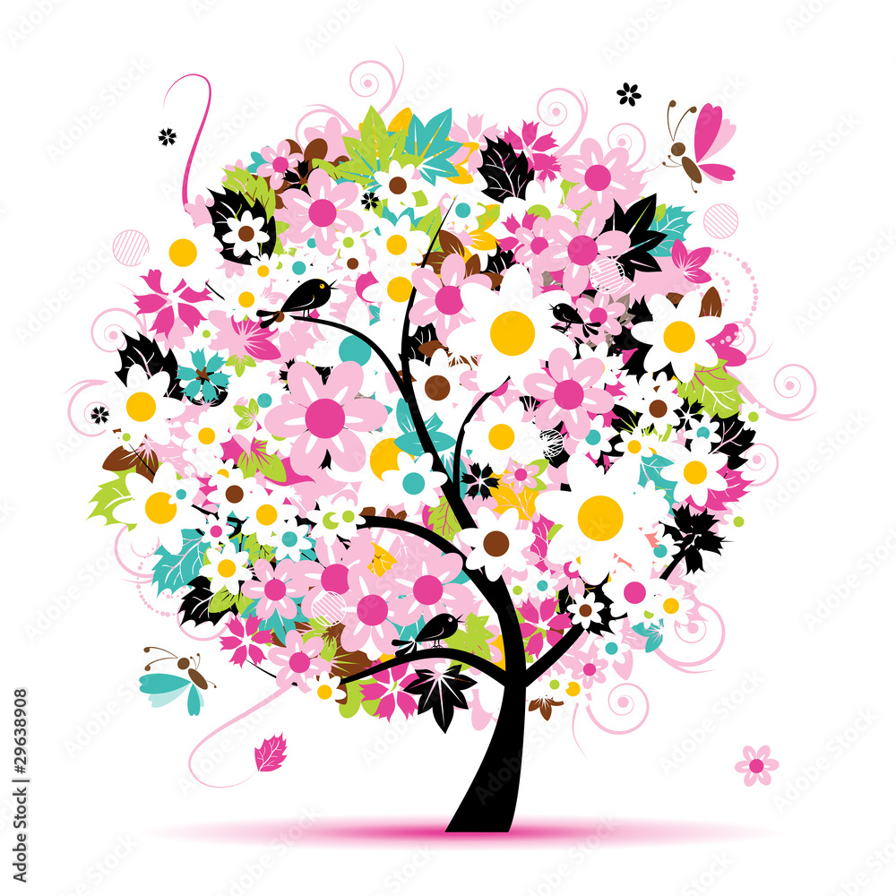 Summer floral tree for your design Summer floral tree for your design