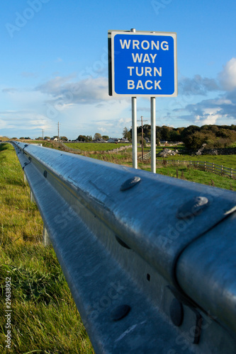 road sign ' Wrong Way'
