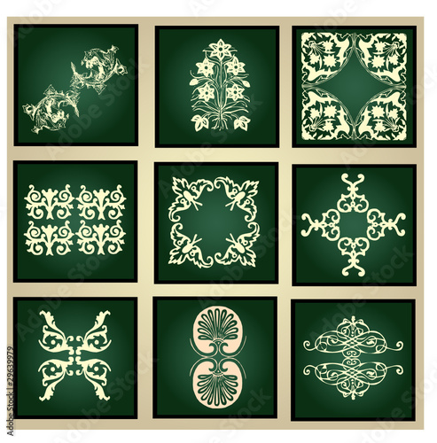 Green Ornamente Vector Set
