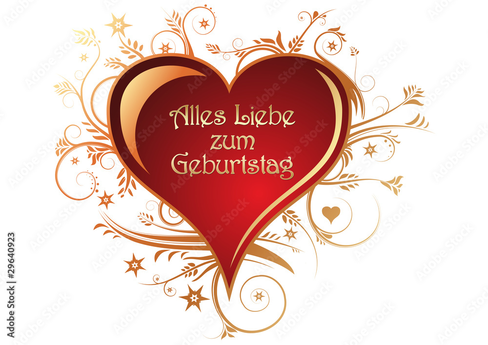 Alles Liebe zum Geburtstag Herz mit Ornamente StockIllustration