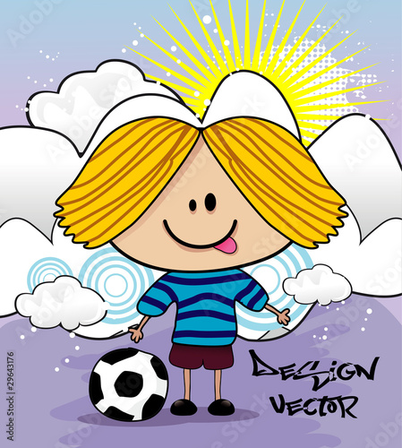 kid playing soccer vector cartoon