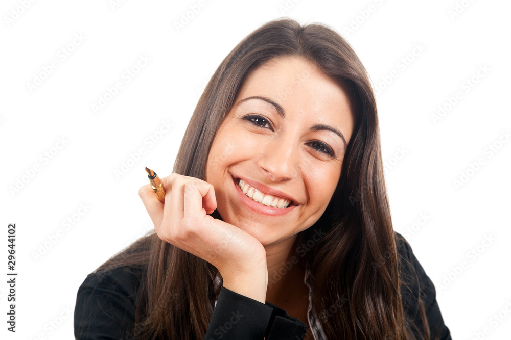 Portrait of a smiling young businesswoman isolated on white Portrait of a smiling young businesswoman isolated on white