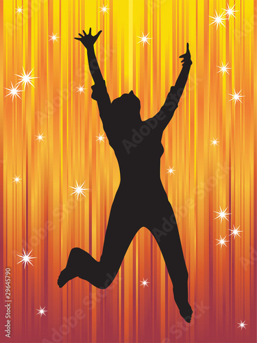 Silhouette of a girl making the jump.