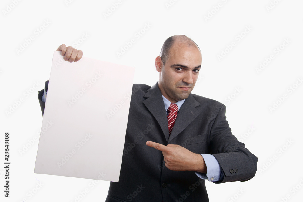 business man with an empty white card business man with an empty white card
