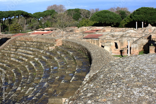 detail of ancient amphitheatre in Ostia Antica