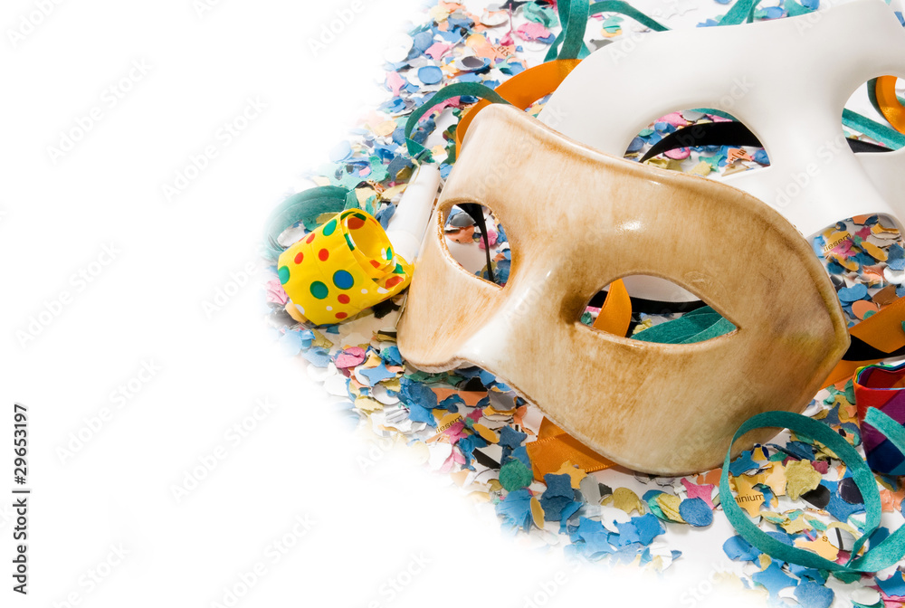maschere di carnevale con coriandoli Stock Photo | Adobe Stock