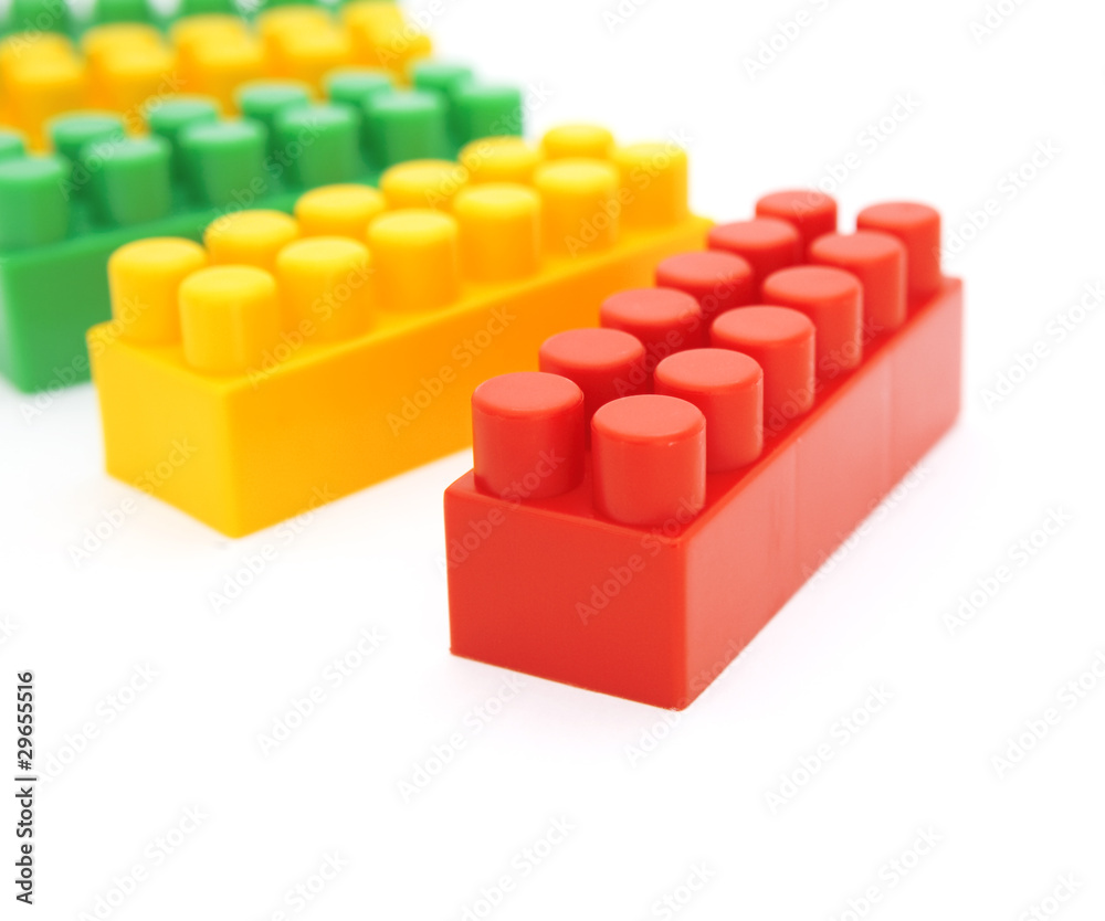 Fototapeta premium multicolored toy blocks isolated on a white background