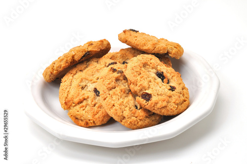 Oatmeal Cookies on Plate Isolated