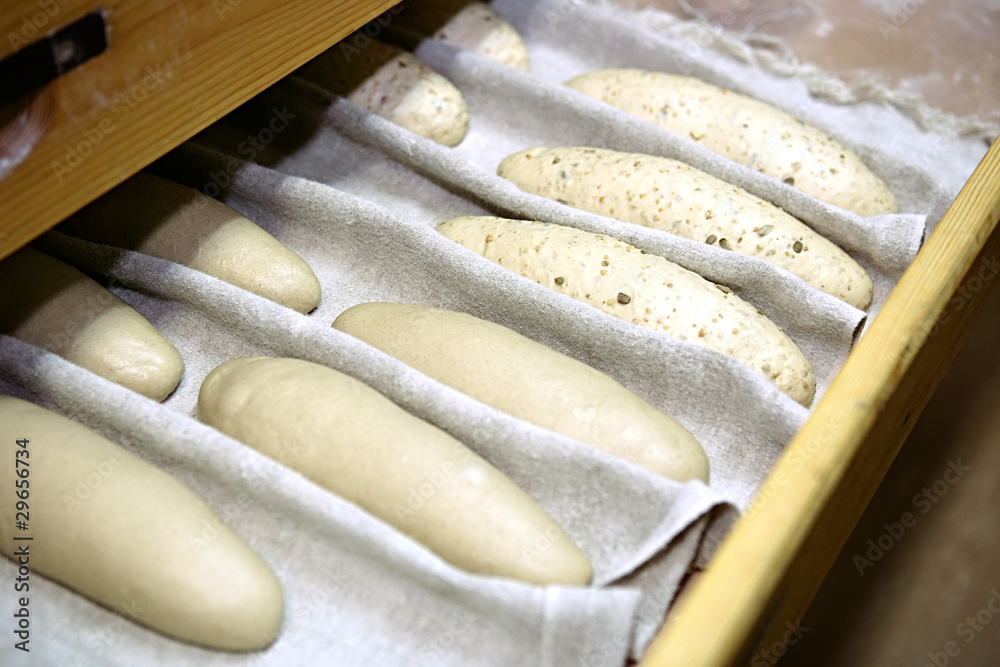 Fototapeta premium Crude baguette bakery shelf