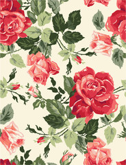 Fototapete Rosenmuster Verspielte Rosenranken im Vintage Stil  © Ani Bunny