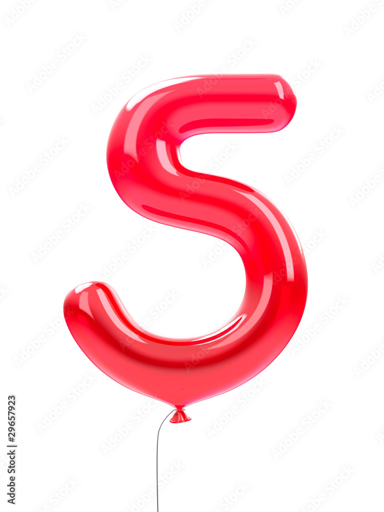 balloon number 5 red balloon number 5 red