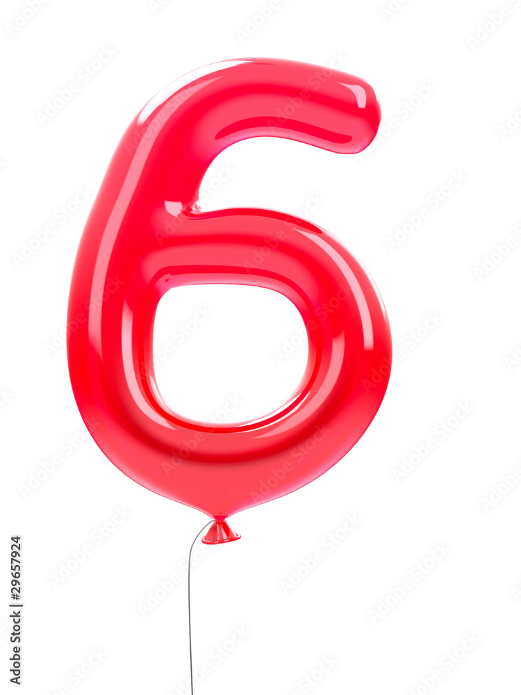 balloon number 6 red Stock Illustration | Adobe Stock