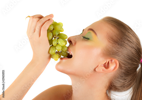 woman with grape