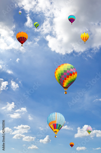 colorful hot air balloon against blue sky