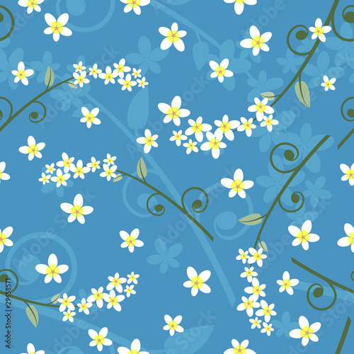 spring floral pattern on a blue background
