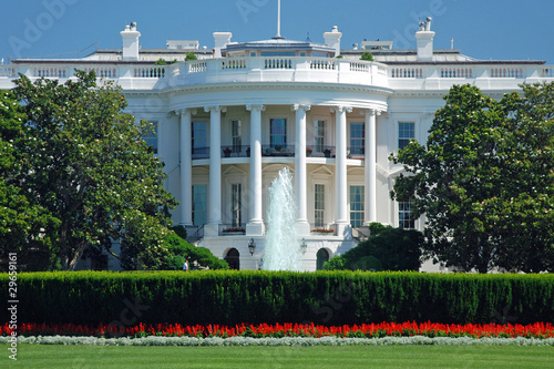 The White House in Washington DC with beautiful blue sky