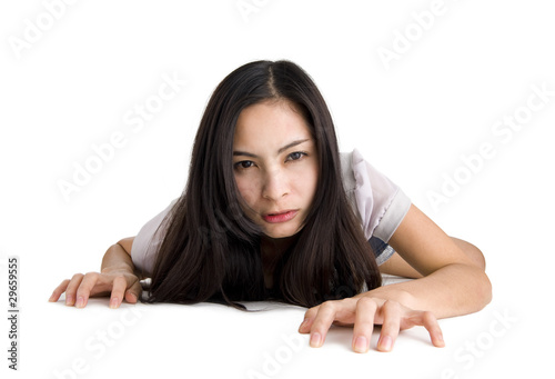 Obraz na plátně woman crawling on all fours