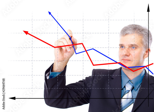 Businessman designing a plan on screen