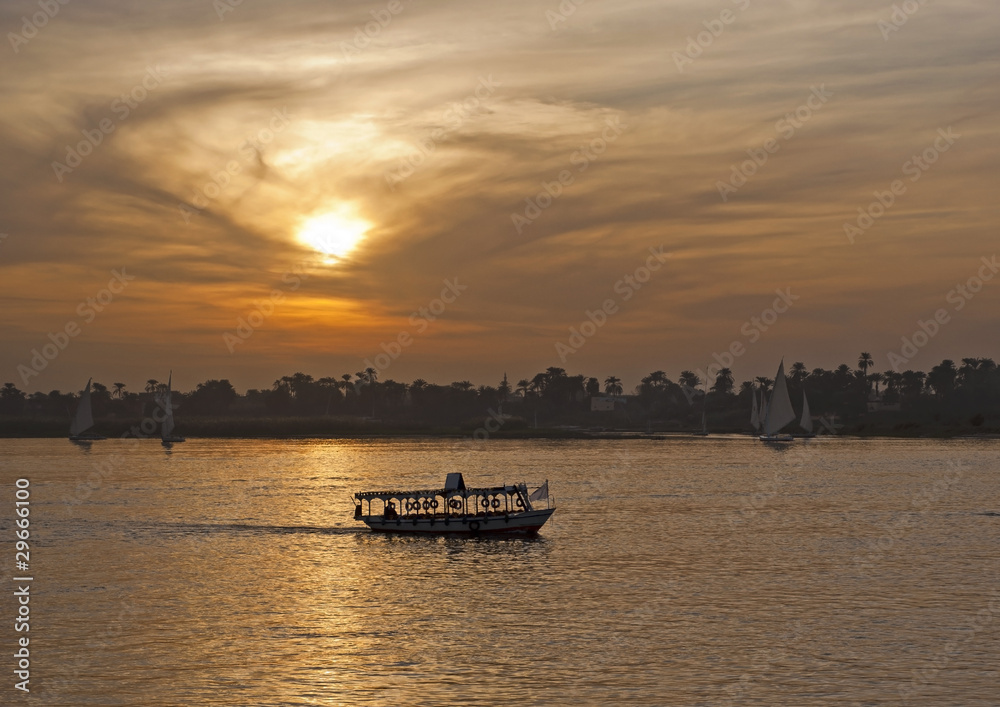 Sunset over the river Nile
