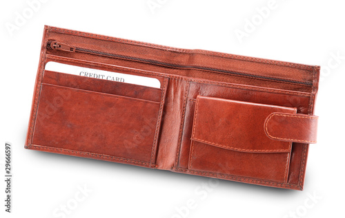 Open Brown Leather Wallet