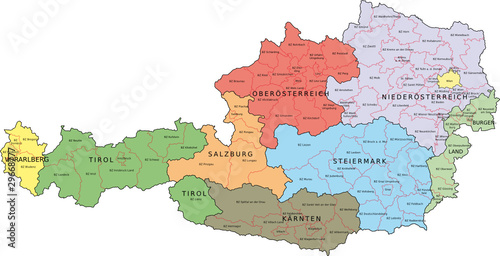 Österreich, Bundesländer, Bezirke