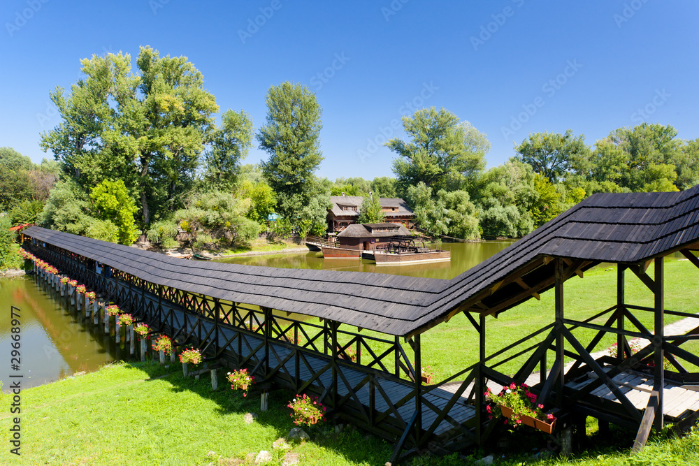 water mill and wooden bridge, Kolarovo, Slovakia