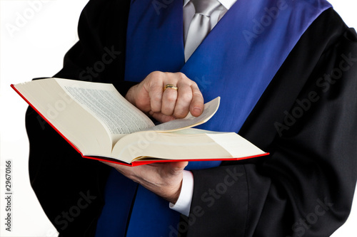 Judges at the Court with the law book. Judgement.