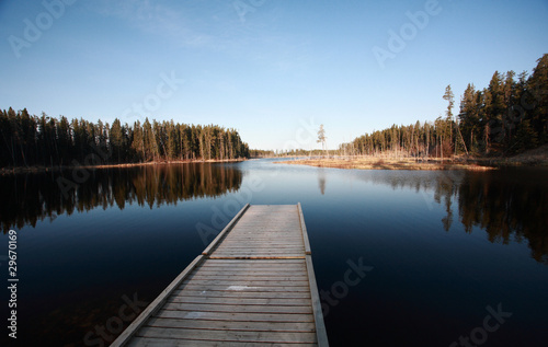 Dock on Northern Manitoba lake photo