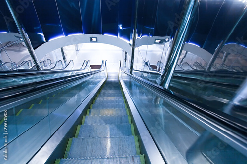 business hall with escalators