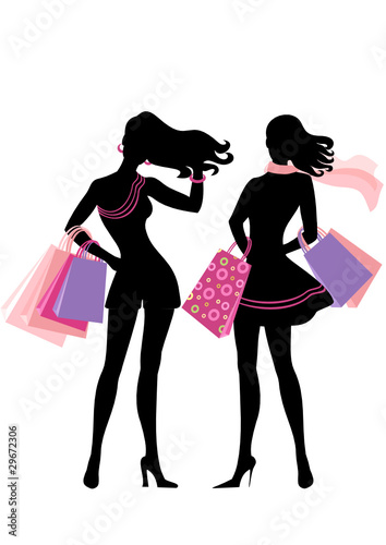 Silhouette of shopping girl