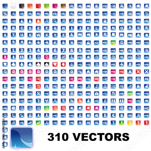 Collection of 310 pictos glossy icons web 2.0