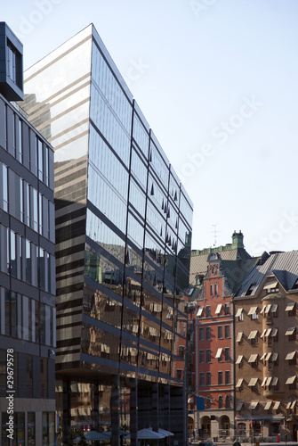 Traditional and modern buildings in Stockholm