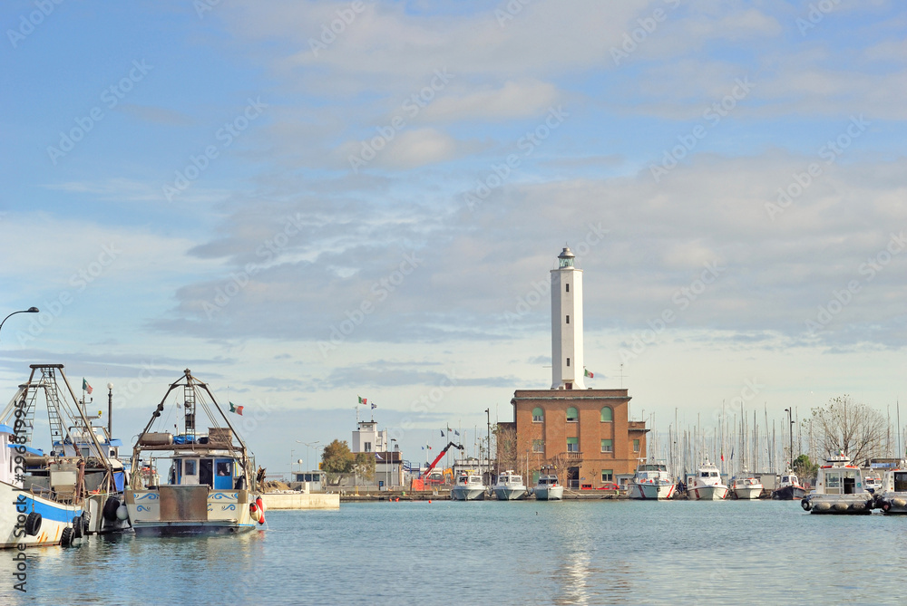 Italy Ravenna marina harbor lighthouse