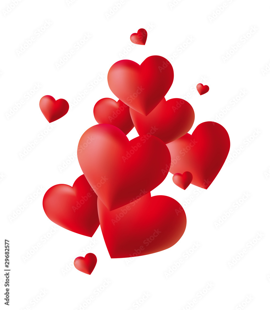 Red Hearts on white backgrounds Red Hearts on white backgrounds