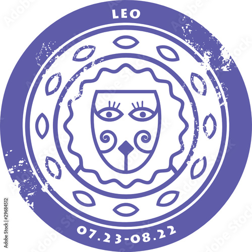 Grunge rubber stamp - sign of the zodiac Leo