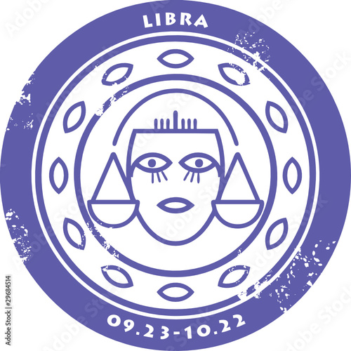 Grunge rubber stamp - sign of the zodiac Libra