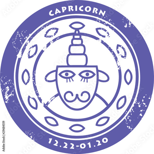 Grunge rubber stamp - sign of the zodiac Capricorn