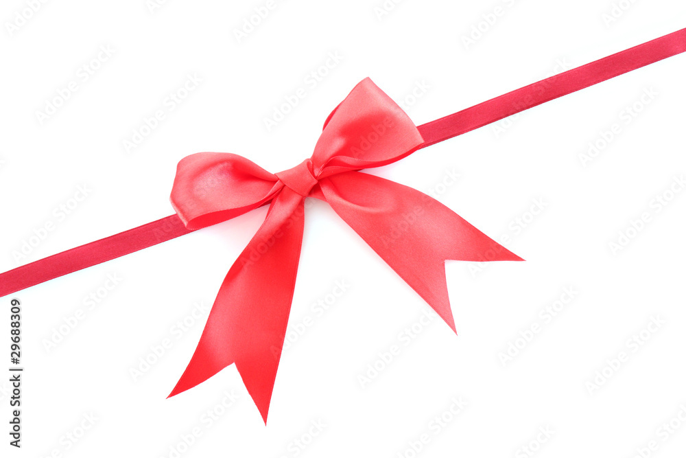 Gift red ribbon and bow isolated on white background Gift red ribbon and bow isolated on white background