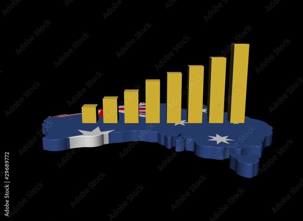 graph on Australia map flag illustration graph on Australia map flag illustration