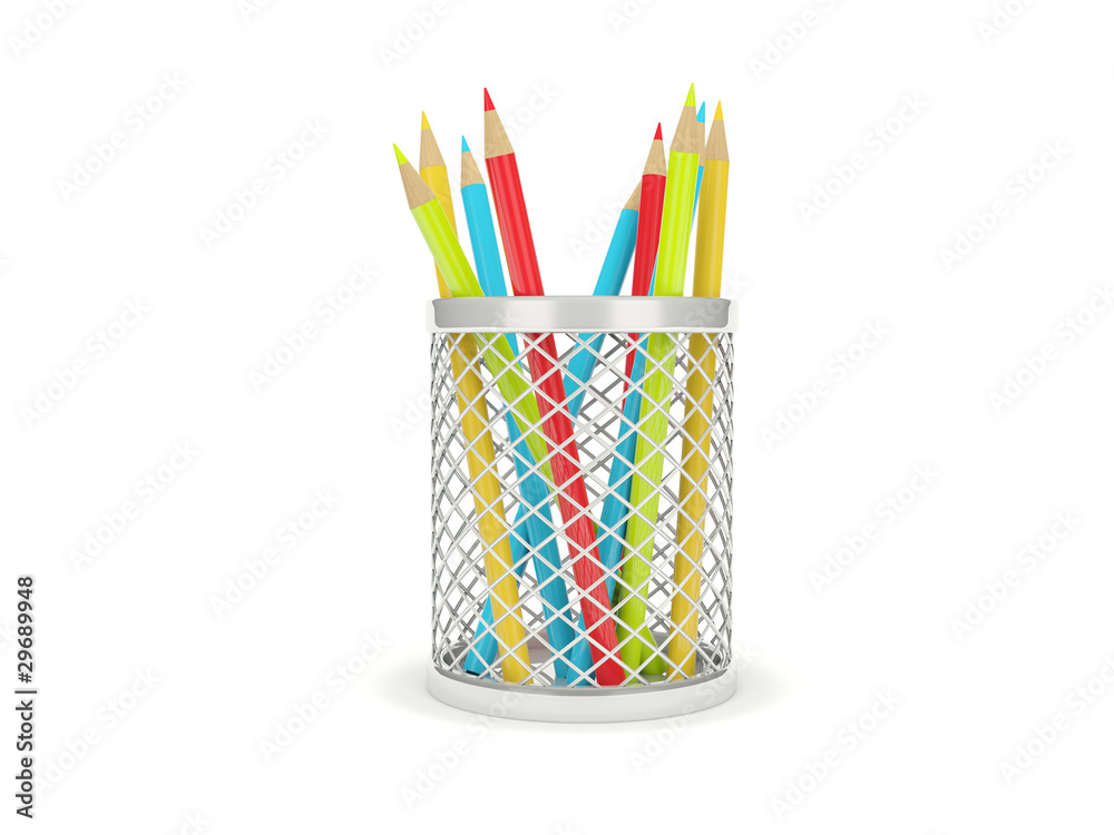 Fototapeta premium Shiny pencils isolated on white