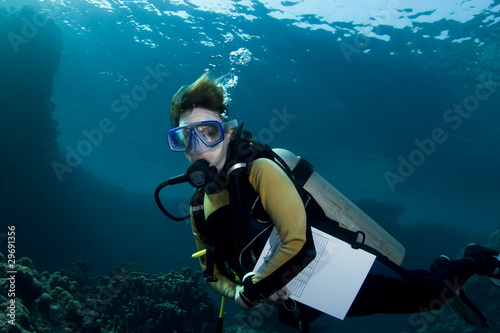 Female student scuba diver
