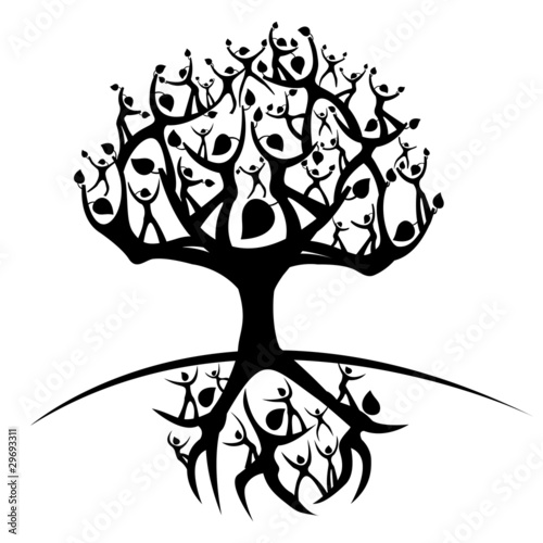 silhouette of a tree created from humanoid shapes