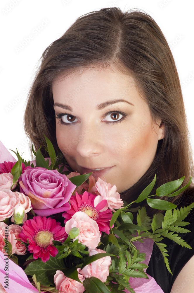 Beautiful woman with flowers