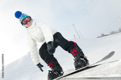 Happy snowboarder