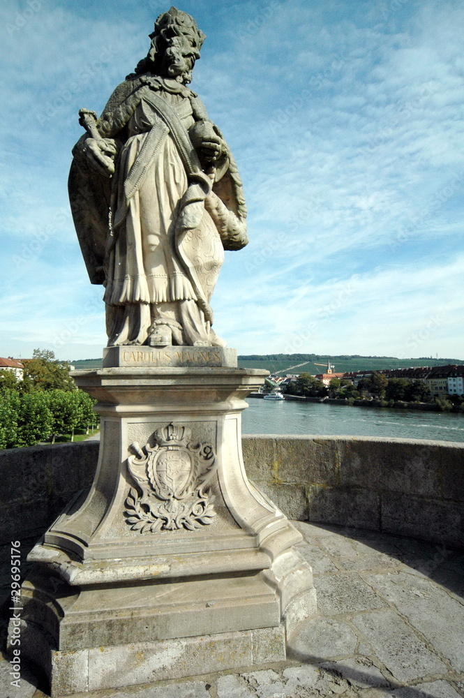Obraz premium Bayern, Würzburg, Alte Main-Brücke, Karl d. Grosse,
