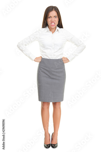 angry woman standing isolated